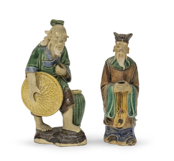 DUE SCULTURE IN TERRACOTTA, GIAPPONE
