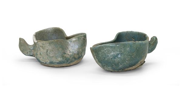 DUE LUMINI IN CERAMICA, MEDIO ORIENTE XII SECOLO