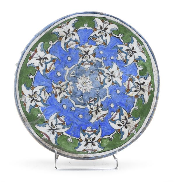 MATTONELLA CIRCOLARE IN CERAMICA, PERSIA XIX SECOLO