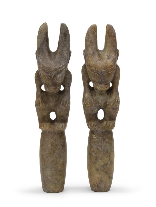 COPPIA DI SCULTURE IN NEFRITE, MONGOLIA