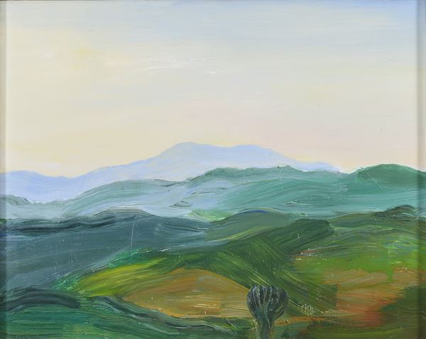 DIPINTO PAESAGGIO DELLE MARCHE DI VIRGILIO GUIDI, 1974
