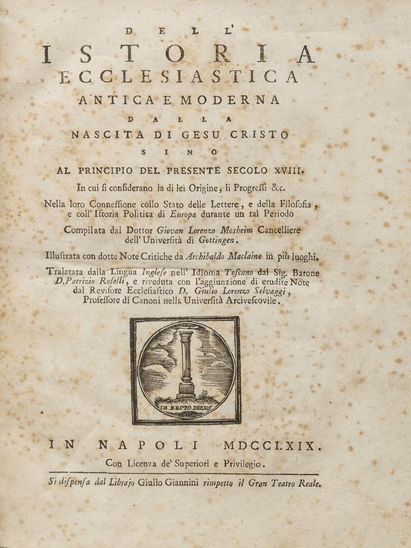 DUE VOLUMI STORIA ECCLESIASTICA SETTECENTO