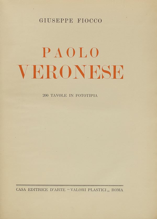 VOLUME D'ARTE SU PAOLO VERONESE