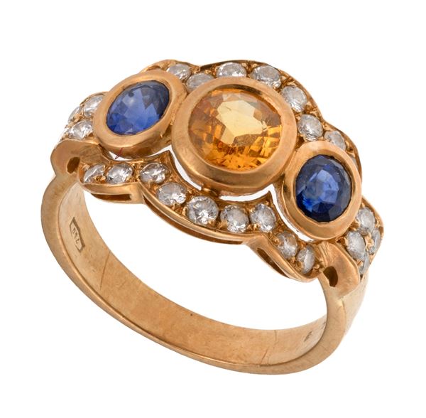 ANELLO CON ZAFFIRI E DIAMANTI