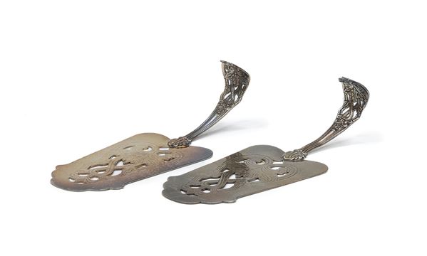 COPPIA DI PALETTE IN ARGENTO, PADOVA SECONDA METÁ XX SECOLO