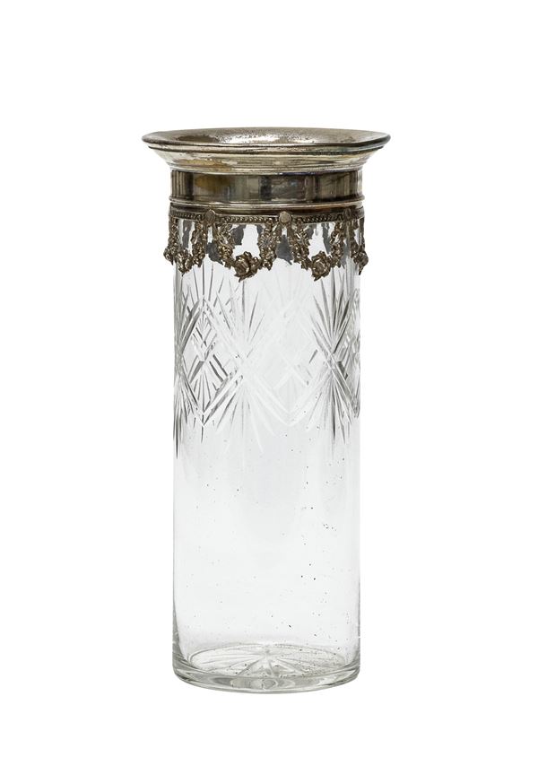 VASO PORTAFIORI IN CRISTALLO E SILVERPLATED