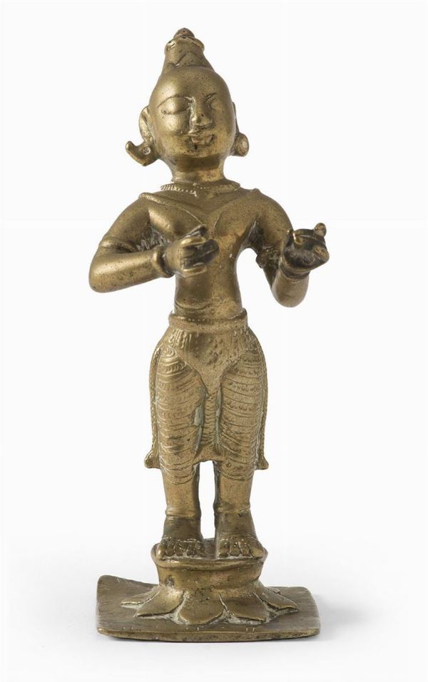 PICCOLA SCULTURA DI VISHNU IN BRONZO, INDIA