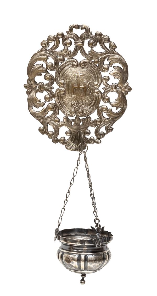 PICCOLA ACQUASANTIERA IN ARGENTO, FINE XVIII SECOLO