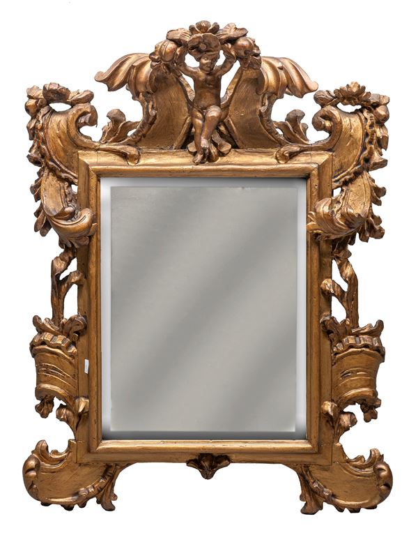SPECCHIERA IN LEGNO DORATO, ITALIA SETTENTRIONALE XVIII SECOLO