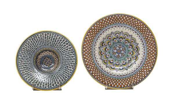 DUE PIATTINI IN CERAMICA, DERUTA STILE MEDIEVALE