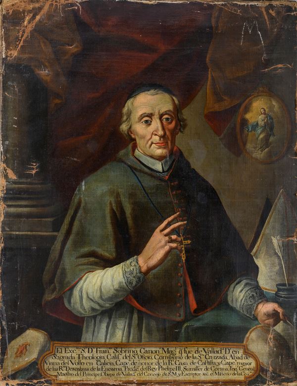 DIPINTO RITRATTO DEL PRELATO SOBRINO Di PITTORE SPAGNOLO