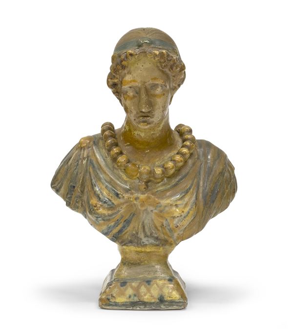 BUSTO IN MAIOLICA DI DONNA ROMANA