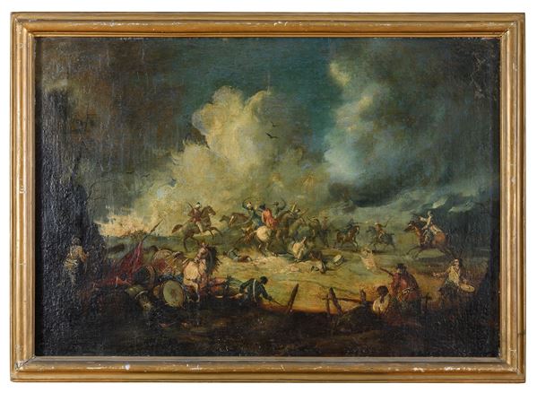 BATTAGLIA DI CAVALIERI TURCHI E CRISTIANI DEL SETTECENTO