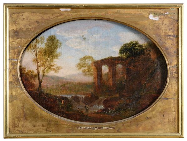 PAESAGGIO CON ARCHITETTURA DI PITTORE OLANDESE