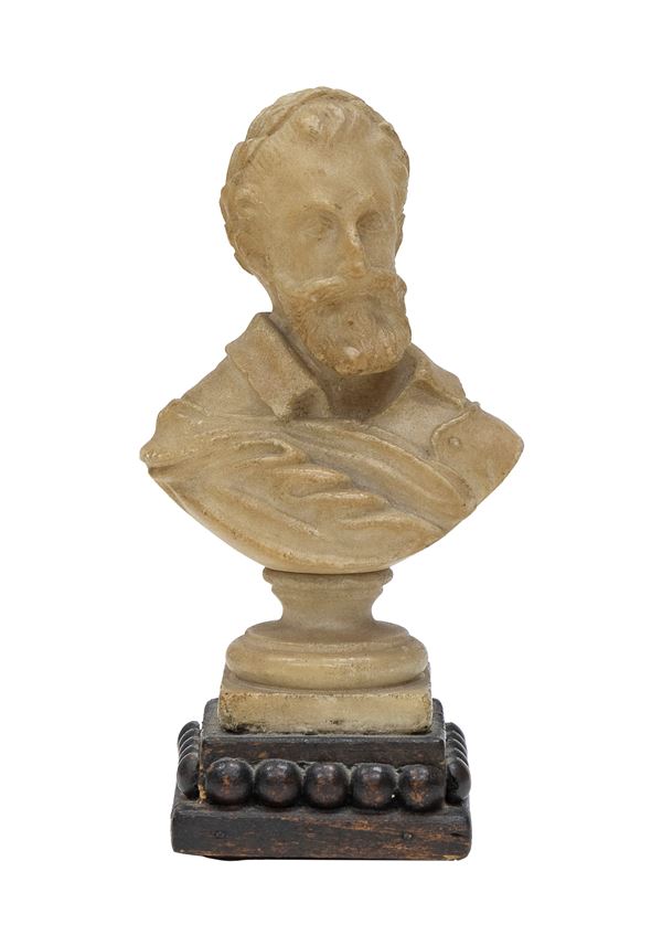 BUSTO DI TORQUATO TASSO IN ALABASTRO, FINE XVIII SECOLO