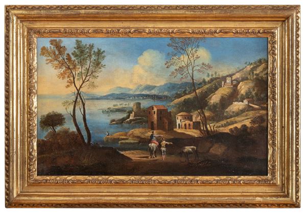 DIPINTO PAESAGGIO COSTIERO DI PITTORE VENETO