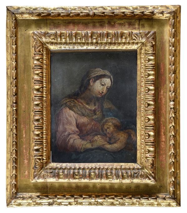 RAME VERGINE COL BAMBINO DI PITTORE NAPOLETANO DEL SETTECENTO