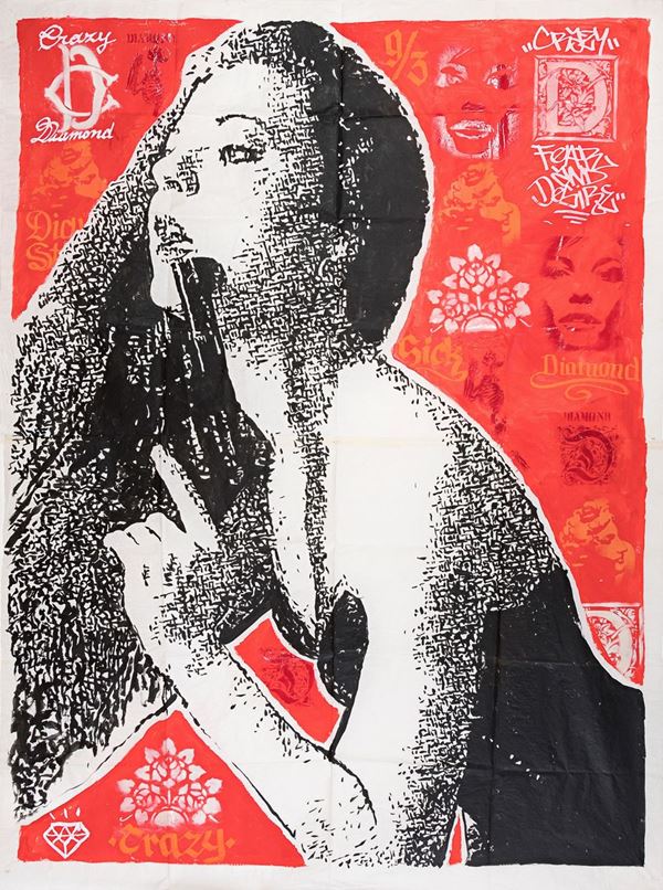 DISEGNO SU CARTA ROSSA F.TO DIAMOND