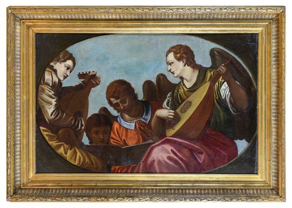 DIPINTO CONCERTO DI ANGELI DI PITTORE VENETO DEL SEICENTO