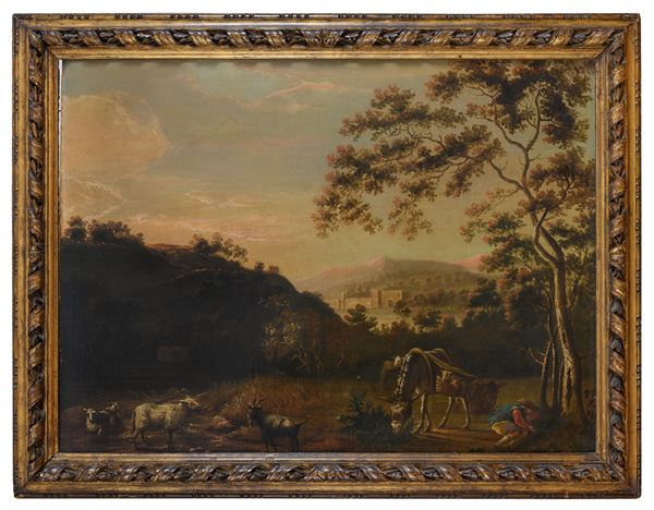 DIPINTO PAESAGGIO ITALIANO, AMBITO DI JAN DIRCKSZ BOTH