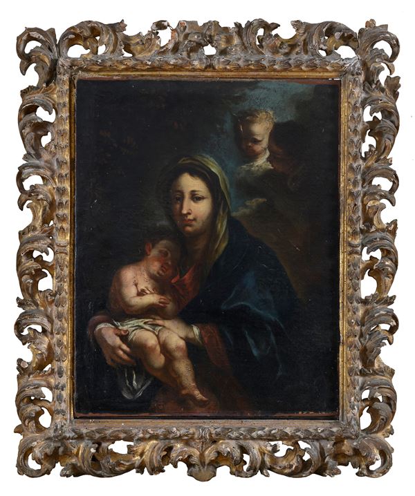 VERGINE COL BAMBINO DI PITTORE SICILIANO DEL SEICENTO