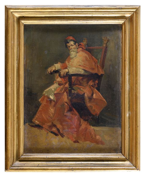 CARDINALE SUL SEGGIO DI PITTORE ROMANO
