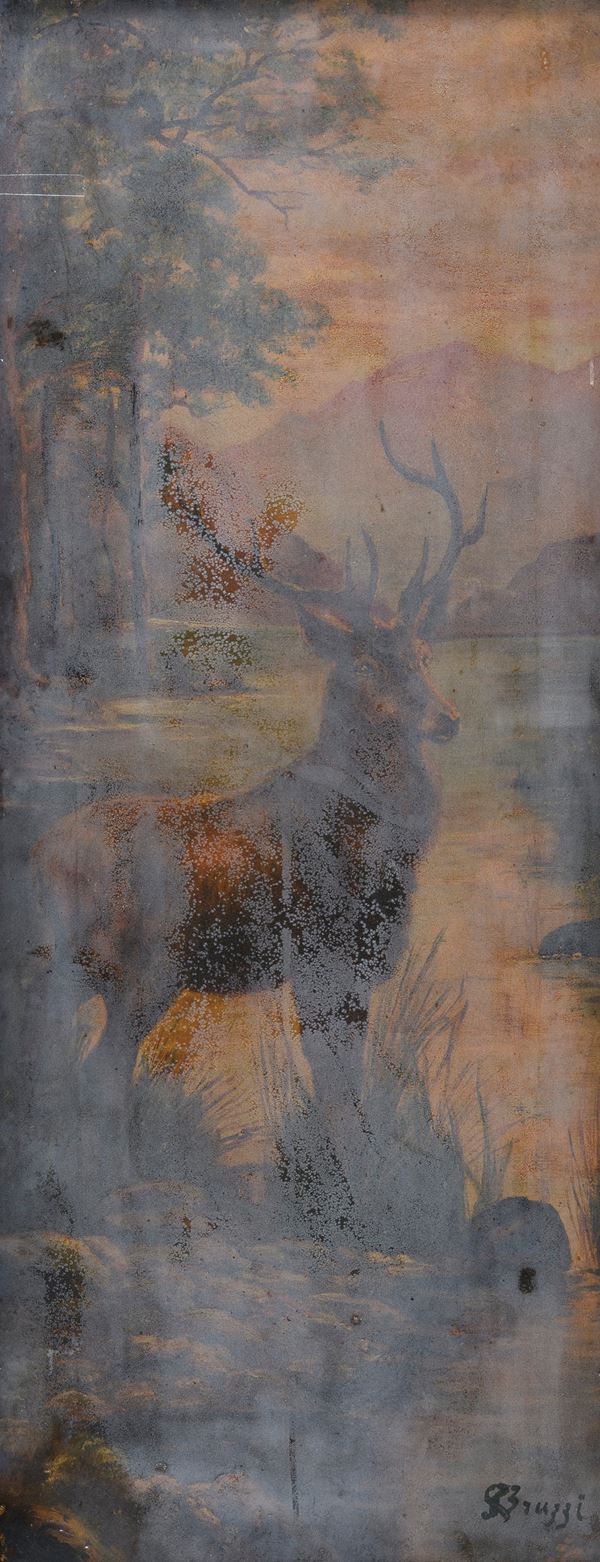 COPPIA DI DIPINTI CERVI DI STEFANO BRUZZI