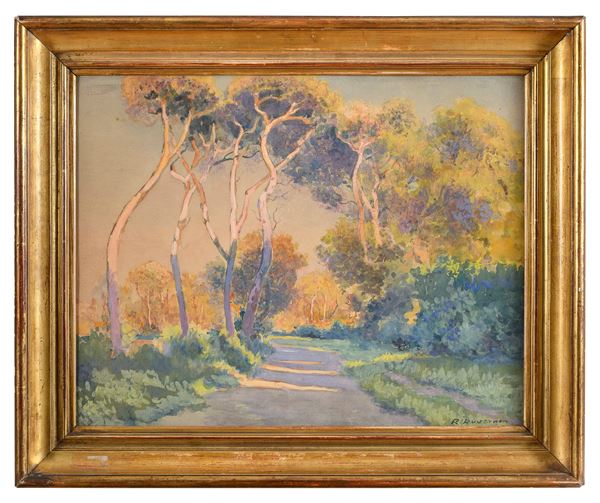 ACQUERELLO PAESAGGIO F.TO R. DUVERNON