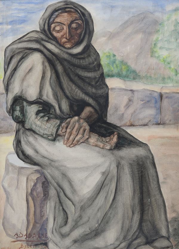 ACQUERELLO DONNA DI ANTONIO SASSONE, 1940