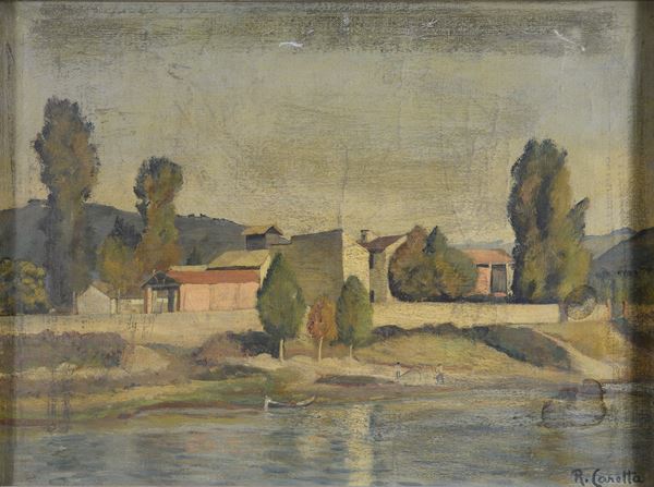 DIPINTO PAESAGGIO FIRMATO P. CARETTA