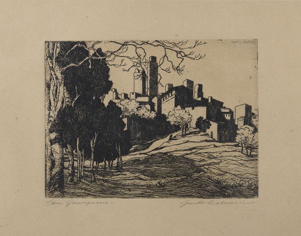 INCISIONE SAN GIMIGNANO DI GUIDO COLUCCI, ANNI '20