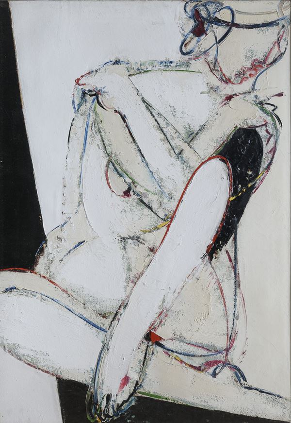 DIPINTO NUDO BIANCO DI SANDRO TROTTI, 1972