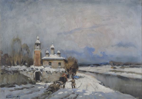 DIPINTO PAESAGGIO INNEVATO DI IVAN KARPOFF