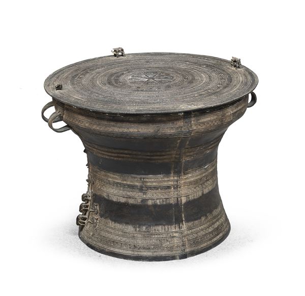 TAMBURO A RANA IN BRONZO, BIRMANIA XVIII SECOLO