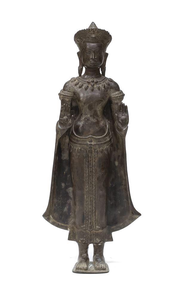 BUDDHA KMER IN BRONZO, CAMBOGIA INIZI XX SECOLO
