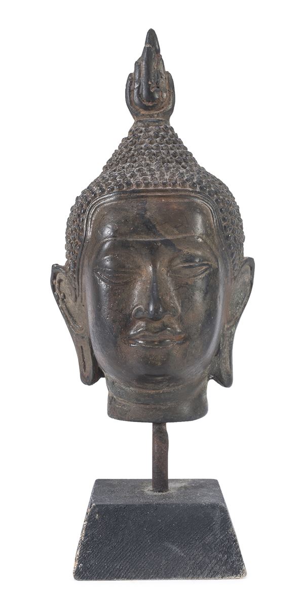 TESTA DI BUDDHA IN BRONZO, TAILANDIA