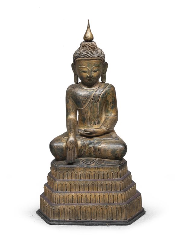 SCULTURA IN LEGNO DORATO, BIRMANIA INIZI XX SECOLO