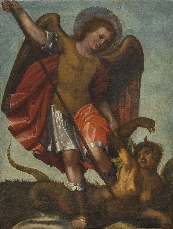DIPINTO SAN MICHELE DI PITTORE FIORENTINO DEL CINQUECENTO