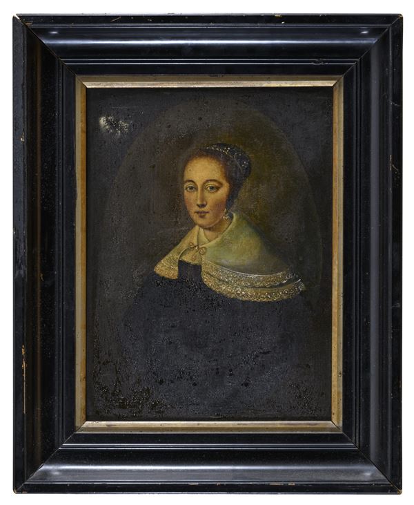 TAVOLA RITRATTO DI DONNA DI PITTORE OLANDESE