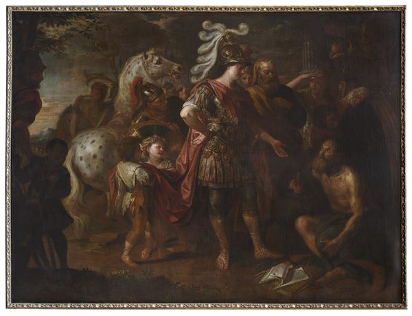 ALESSANDRO MAGNO E DIOGENE DI PITTORE GENOVESE DEL SEICENTO