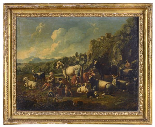 PAESAGGIO PASTORALE DI JACOB ROOS detto ROSA DA NAPOLI