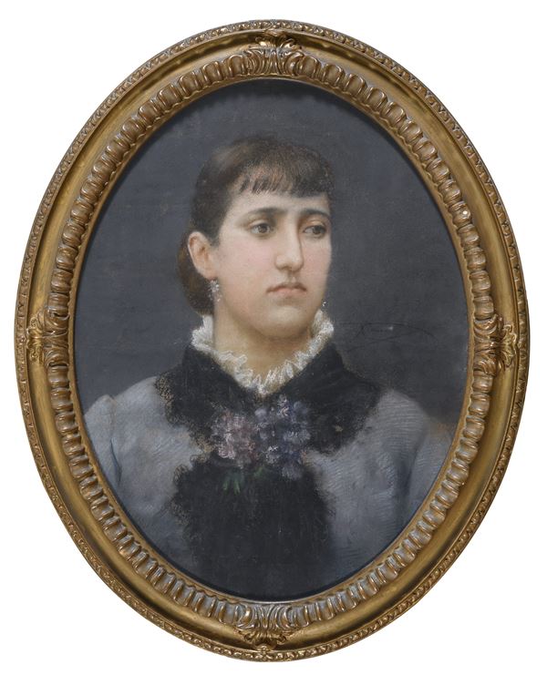 PASTELLO RITRATTO DI FANCIULLA DI ETTORE XIMENENS