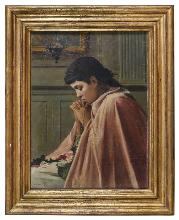 DIPINTO FANCIULLA IN PREGHIERA DI GEROLAMO GRAFFIGNA