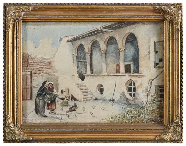 ACQUERELLO CHIOSTRO ROMANO DI FRANCESCO COLEMAN