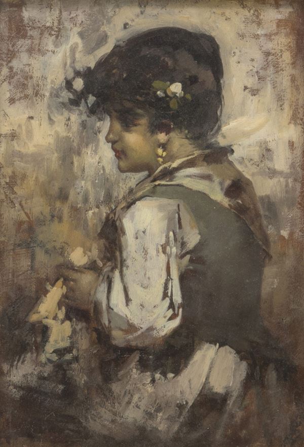 DIPINTO RITRATTO DI GIOVNINETTA DI SCUOLA NAPOLETANA