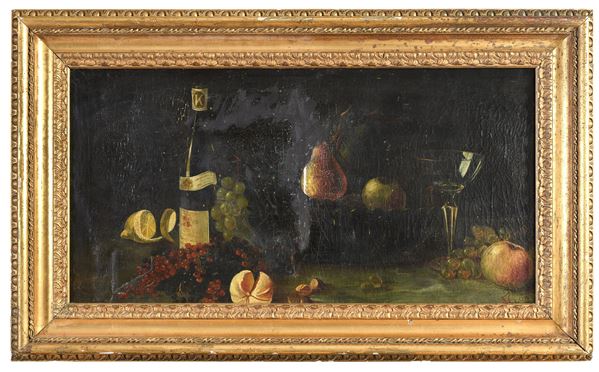 DIPINTO NATURA MORTA CON FRUTTA E CALICE