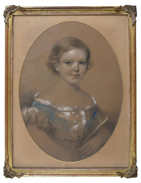 PASTELLO RITRATTO DI BAMBINA DI SCUOLA FRANCESE