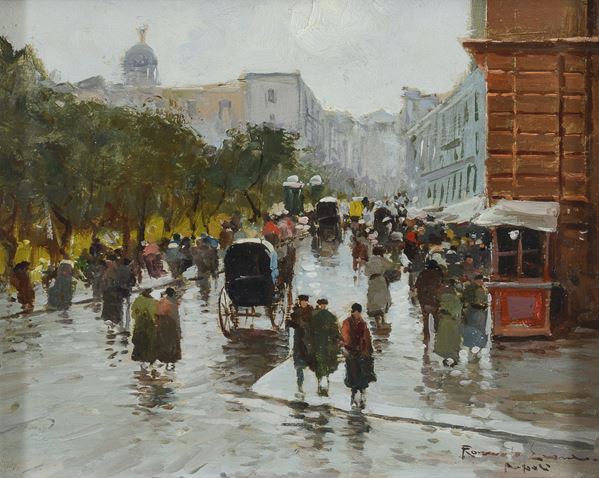 COPPIA DI DIPINTI NAPOLI DI ROMOLO LEONE