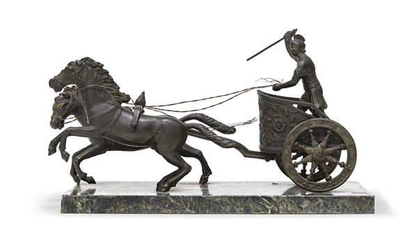 SCIULTURA DELLA BIGA ROMANA IN BRONZO