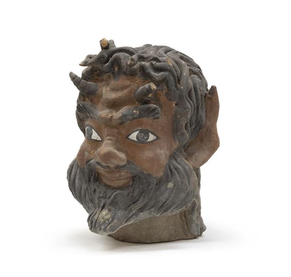 TESTA DI SATIRO IN TERRACOTTA DI STILE ARCHEOLOGICO